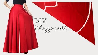 Very Easy Circular Palazzo Pants Cutting and Stitching  DIY umbrella palazzo for beginners [upl. by Ernestus]