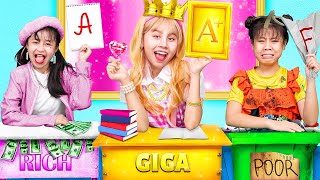 Rich Vs Broke Vs Giga Rich Student At School  Funny Stories About Baby Doll Family [upl. by Wey]