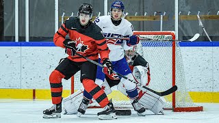 Highlights from Canada vs US in 2024 IIHF World Junior Championship pretournament action [upl. by Glory]