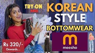 Trendy KOREAN BOTTOMS from MEESHO  Loosefit  Baggy jeans  Cargo  Tryon  Honest Review gimaashi [upl. by Erret243]