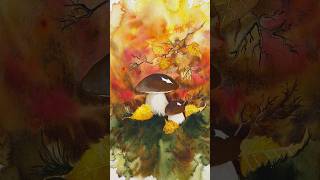 Autumn forest 🍁🍂 aquarelle watercolorart watercolortutorial watercolor [upl. by Allcot712]