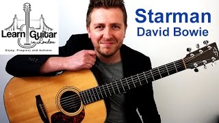 David Bowie  Starman  Acoustic Guitar Lesson  Drue James [upl. by Seale]