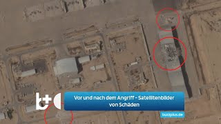 Vor und nach dem Angriff Satellitenbilder zeigen Schäden durch iranische Raketen in Israel [upl. by Eiffe]