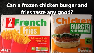 Aldi CHICKEN BURGER SOUTHERN FRIED £179 amp FRENCH FRIES £149  Oakhurst Frozen Food Review [upl. by Yrogreg]