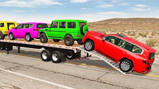 Flatbed Truck Mcqueen  Transportation with Truck  Pothole vs Car 188  BeamNGDrive [upl. by Madeleine]