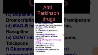 Antiparkinson drugs  Classification of anti Parkinsons medicine  pharmacy [upl. by Cecilla110]