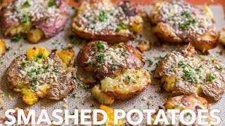 Crispy SMASHED POTATOES  Easy Side Dish [upl. by Synn849]