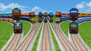 WOW MANY TRAINS Crossing ON TOP OF OTHER TRAINS  MOST RISKY SHARP BEND [upl. by Raybin422]