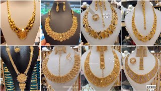 Latest 22k Dubai Gold Necklace Set designArabic Gold Bridal Necklace Set [upl. by Jehiel]