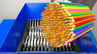 SHREDDING 100 PENCILS WITH INDUSTRIAL SHREDDER [upl. by Adnim]