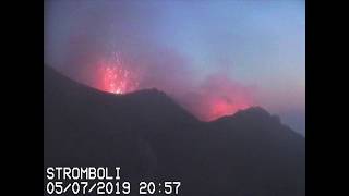 Stromboli volcano  elevated activity 56 July 2019 [upl. by Nalepka]