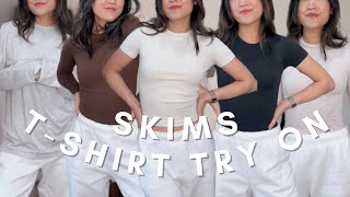 SKIMS t shirt try on haul trying on all my skims tops [upl. by Khalsa]