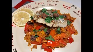 Pollock Fish Fillets with Rice Mediterranean Recipe [upl. by Reagen]