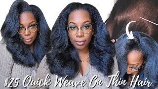 Quick Weave on Thin Hair Less Leave Out 25 Outre H301 4C Hair Protective Style  PCOS Hair Loss [upl. by Nirol]