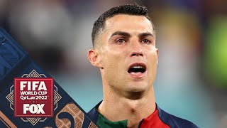 Cristiano Ronaldo tears up during Portugal National Anthem before Ghana match  2022 FIFA World Cup [upl. by Statis980]