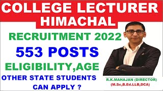 HPPSC Assistant Professor Recruitment 2022  553 Posts HPPSC latest notification 2022 [upl. by Enirol433]