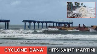 Cyclone Dana hits coast of Bangladesh Inani jetty was broken by Cyclone Dana  Coxs bazar Inani [upl. by Ketchum]