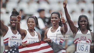 Evelyn Ashford vs Gwen Torenc vs Esther Jones vs Carlette Guidry 4x100m Barcelona 92 [upl. by Yleak]