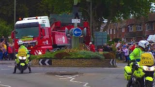 70m 145 tonne lorry meets small Surrey roundabout [upl. by Audrie]