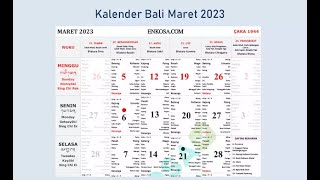 Kalender Bali Maret 2023 Lengkap [upl. by Laekim834]