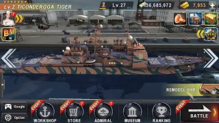 Warship Battle New TICONDEROGA TIGER BOSS ATTACK 112 7 STAR [upl. by Ahsilek]