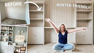 DIY renterfriendly builtins ✨  Removable vertical shiplap wall [upl. by Oswald]