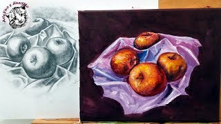 Pintura al Oleo Paso a Paso  Como Pintar Manzanas Realistas al Oleo 12 [upl. by Myca]