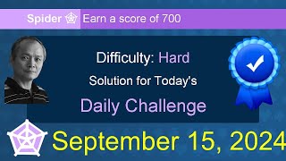 Microsoft Solitaire Collection Spider  Hard  September 15 2024 [upl. by Repohtsirhc]