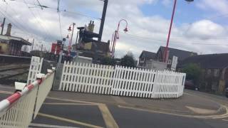 Downham Market Station Level Crossing Norfolk Sunday 02042017 [upl. by Ahsek369]