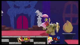 Super Smash Bros Ultimate Captain Bowser destroys Weak Peach Shield Battle Smash Bowsers Castle [upl. by Abert]