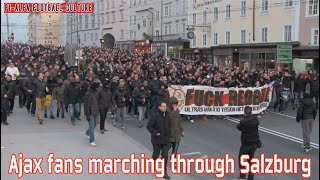 Ajax fans marching through Salzburg [upl. by Ertemed]