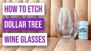 🍷 How to Etch Dollar Tree Wine Glasses  How to Etch Glass With Etching Cream [upl. by Anael647]