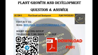 Plant Growth and Development QnA ll HS SEM II NEET JENPUS CUET UG ll biology [upl. by Schwing688]