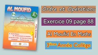 Exercice 9 page 88  Al moufid en mathématiques 3AC  Ordre et opérations [upl. by Rora]