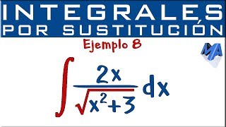 Integración por sustitución  Ejemplo 8  Raíz en el denominador [upl. by Wilmer]