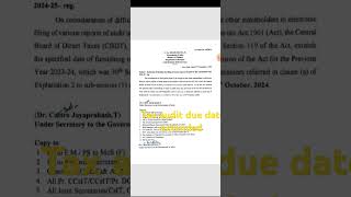 Tax audit due date extended CBDT Circular dt 29 Sep 2024 taxaudit [upl. by Manuel]