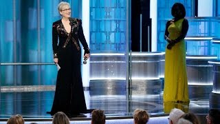 MERYL STREEP STANDING OVATION AT GOLDEN GLOBES AWARDS 2017 [upl. by Llennej]