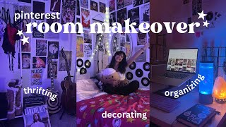 AESTHETIC ROOM MAKEOVER thrifting furniture decorating amp organizing pinterestinspired [upl. by Hassadah]