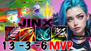 WILD RIFT JINX ADC GAMEPLAY  13 3 6 MVP  JINX BUILD RUNES [upl. by Haridan]