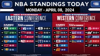 NBA STANDINGS TODAY as of APRIL 08 2024  GAME RESULT [upl. by Soneson]