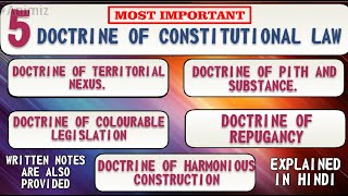 IMPORTANT DOCTRINES OF CONSTITUTIONAL LAW WITH WRITTEN NOTES DOCTRINES OF CONSTITUTION IN HINDI [upl. by Vernon]