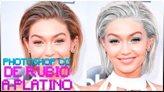 CAMBIAR CABELLO A PLATINO O GRIS PHOTOSHOP CC TUTORIAL  CHANGE HAIR COLOR PHOTOSHOP [upl. by Eemyaj]