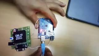 interfacing arduino Uno with EM18 RFID reader Module [upl. by Rehtse943]