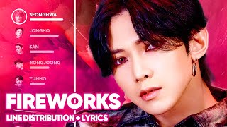 ATEEZ  Fireworks Im The One Line Distribution  Lyrics Color Coded PATREON REQUESTED [upl. by Anaugahs]