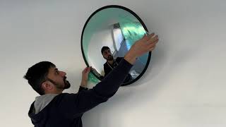 Garage Safety Mirror  Angooni 24quot Unbreakable Convex Safety Mirror Installation and Review [upl. by Giark470]