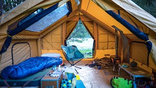 Inflatable Hot Tent Camping with Wood Stove  Perfect Cabin Tent [upl. by Htennaj590]