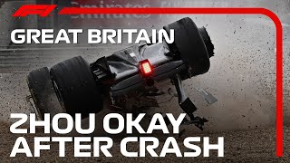 Zhou Okay After Heavy Silverstone Crash  2022 British Grand Prix [upl. by Hartfield]