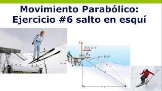 Movimiento Parabólico  Ejercicio Resuelto4 salto en esquí [upl. by Naamann]