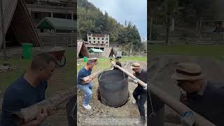 Put A Big Iron Barrel Into The Pit For Roasting Whole Lamb [upl. by Acirtal]