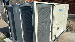 2023 Daikin 75 ton packaged RTU air conditioner starting up and running [upl. by Uamak]